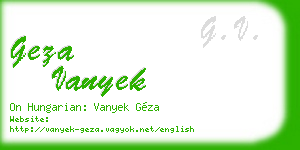 geza vanyek business card
